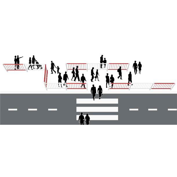 Safety fence panel | Fixed postEnd post with 2 connecting clips | hot-dip galvanizedand white coated